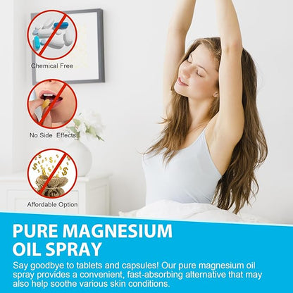 Magnesium Spray, 100% Pure & Organic Natural Magnesium Oil Spray for Feet Glass Bottle, Soothing Relief & Relaxation, Easy to Absorb and Use