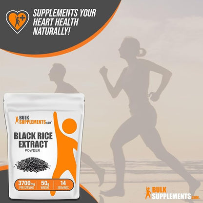 BulkSupplements.com Black Rice Extract Powder - Black Rice Supplement, Black Rice Powder - Gluten Free Supplement, 3700mg per Serving, 50g (1.8 oz) (Pack of 1)