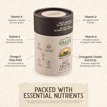 Grass Fed Beef Tallow Capsules (30 Day Supply)