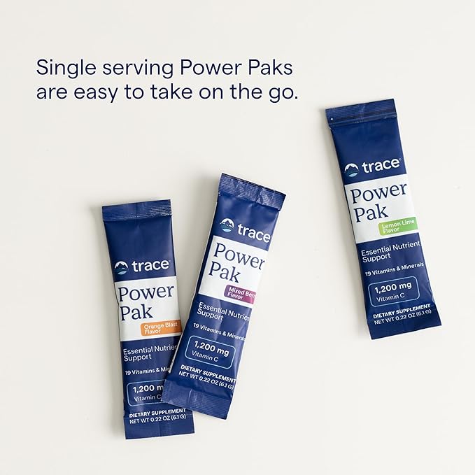 Trace Minerals PowerPak Plus Immunity - Hydration Support Supplement - Vitamin & Mineral Powder with Elderberry - Powder Packet to Aid Immunity & Energy - Fizzy Lemon Berry (30 Servings)