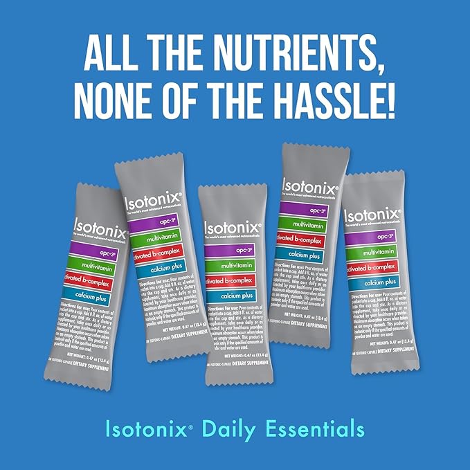 Isotonix Daily Essentials Packets – Antioxidant Supplements with OPC-3, Multivitamin, B-Complex & Calcium Plus – Gluten-Free, Non-GMO, Fast Absorption Vitamins for Energy, Immunity, and Bone Health