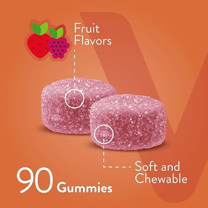 Calcium Gummies with Vitamin D3 & Magnesium - Supports Bone Health, Immune Support, Energy and Muscle Function - Dietary Vitamin Supplements, for Men Woman and Teens, Chewable Fruit Flavored Gummy