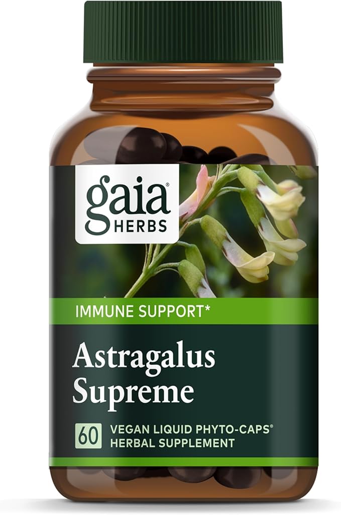 Gaia Herbs Astragalus Supreme - Immune and Antioxidant Support Herbal Supplement - with Astragalus Root, Schisandra Berry, and Ligustrum - 60 Vegan Liquid Phyto-Capsules (15-Day Supply)
