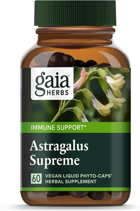 Gaia Herbs Astragalus Supreme - Immune and Antioxidant Support Herbal Supplement - with Astragalus Root, Schisandra Berry, and Ligustrum - 60 Vegan Liquid Phyto-Capsules (15-Day Supply)