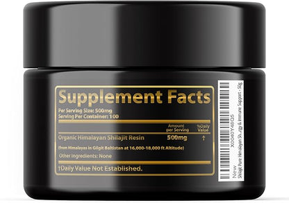 Shilajit Pure Himalayan Shilajit Resin - Gold Grade 100% Pure Shilajit with Fulvic Acid & 85+ Trace Minerals Complex for Energy & Immune Support - 50g