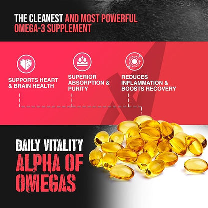 Apollon Nutrition Alpha of Omegas Fish Oil, EPA, DHA, Brain, Cardiovascular, Eye, 180 Softgel Capsules