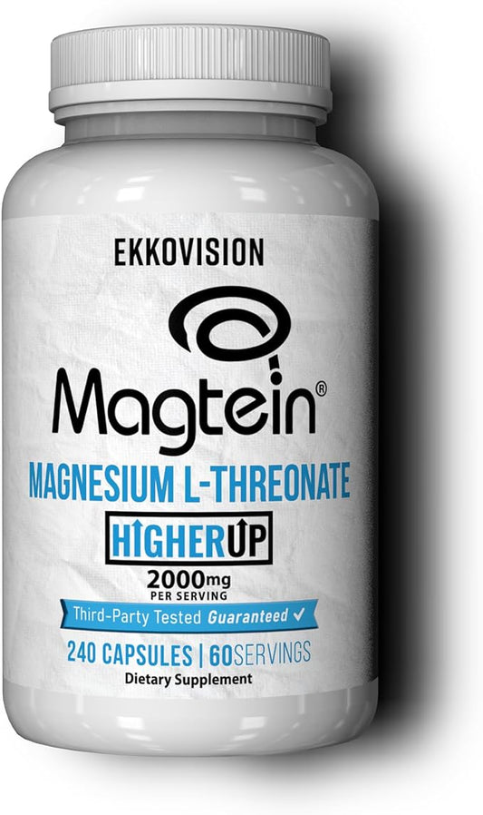 x Higher Up Magtein Magnesium L-Threonate, Memory & Cognitive Function Support, Magnesium Supplement with Essential Minerals for Men & Women, 2000 MG Per SVG, 240 Easy-to-Swallow Capsules