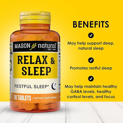 MASON NATURAL Relax & Sleep Dietary Herbal Supplement with Valerian Root & Passiflora Extract, 9 Month Supply, 3 Pack