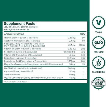 Qualia NAD Supplement — Clinically Proven to Boost NAD+ up to 67%. Optimized Aging, Energy, Focus. Elite NAD+ Ingredients: Nicotinamide Riboside (NIAGEN,) Niacin, Niacinamide (2 Month Supply)