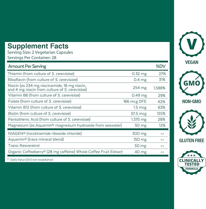 Qualia NAD Supplement — Clinically Proven to Boost NAD+ up to 67%. Optimized Aging, Energy, Focus. Elite NAD+ Booster Ingredients: Nicotinamide Riboside (NIAGEN,) Niacin, Niacinamide (3 Month Supply)