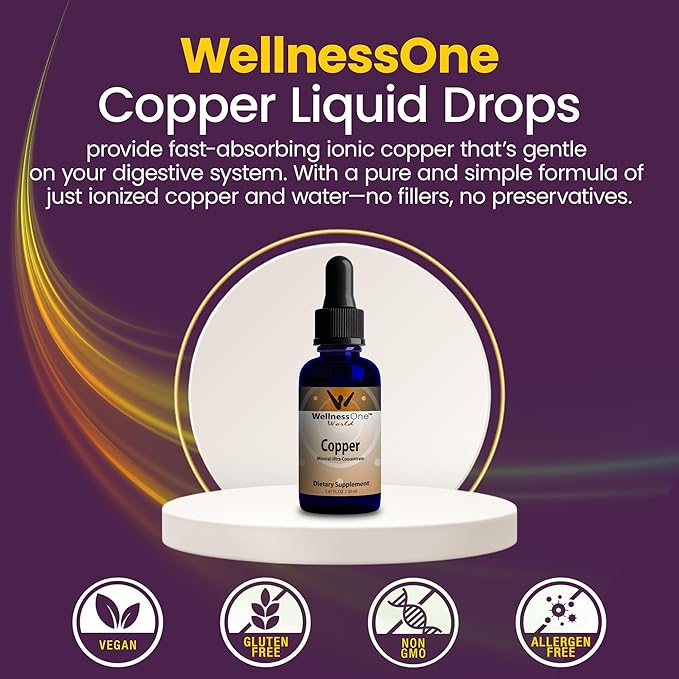 WellnessOne Ionic Liquid Zinc & Liquid Copper - Zinc-Copper Bundle to Support Immune System & Joint, Nerve & Bone Health - 1.67 fl oz Zinc & Copper Liquid Drops