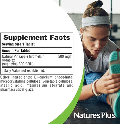 Natures Plus Bromelain - 500 mg, 90 Vegetarian Tablets - Natural Proteolytic Enzyme Supplement- Gluten-Free - 90 Servings