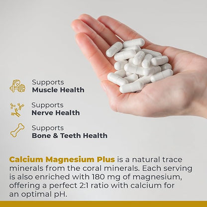 Premier Research Labs Calcium Magnesium Plus, Premier - for Bone, Joint & Teeth Health - Optimal Alkaline pH - with Sustainably Harvested Calcium Calcium - Mushroom Blend - 300 Plant-Sourced Capsulea