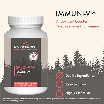 Mountain Peak Nutritionals Immuni-V - Immune System & Whole Body Support Supplement - Natural Antioxidant Booster with Humic Acid, Olive Extract, & Elderberry (60 Vegetarian Capsules)