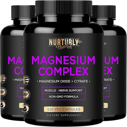 Magnesium Citrate & Oxide 500mg Complex Supplement - High Absorption Maximum Strength - Helps Support Bone Density and Strength, Muscles, Energy and Sleep - 360 Vegan Capsules