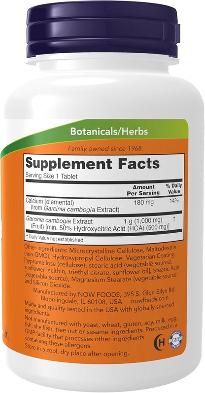 NOW Foods Supplements, Garcinia (Garcinia Cambogia) 1,000 mg, Healthy Metabolism*,Weight Loss, 120 Tablets
