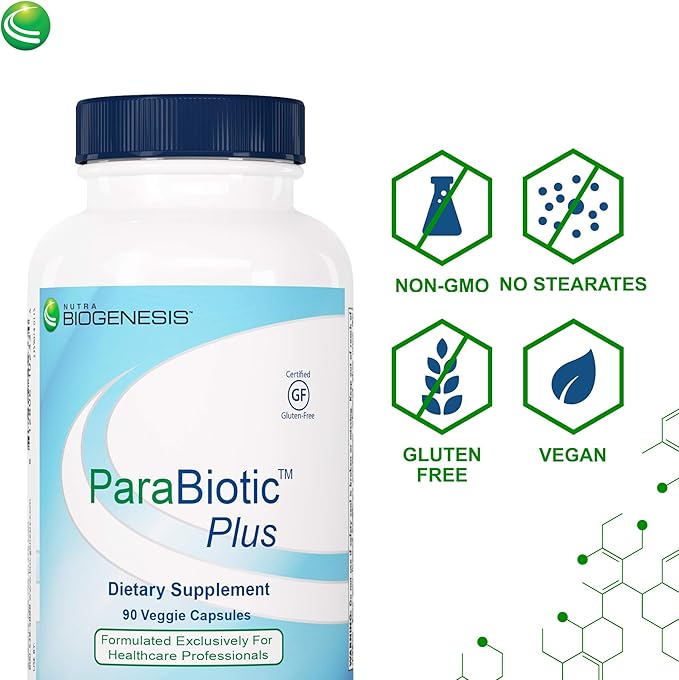 Nutra Biogenesis ParaBiotic Plus - Probiotics for Women & Men, Wormwood, Black Walnut & Neem for Added Support, Microbiome Supplement, Clean, Vegan, Natural - 90 Veggie Capsules