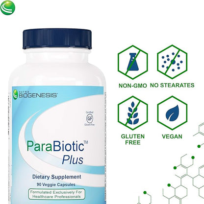 Nutra Biogenesis ParaBiotic Plus - Probiotics for Women & Men, Wormwood, Black Walnut & Neem for Added Support, Microbiome Supplement, Clean, Vegan, Natural - 90 Veggie Capsules