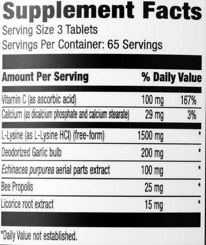 Amazon Elements Lysine Complex with Vitamin C for Immune Health Support, Vegetarian, 65 Servings, 195 Count (Packaging May Vary) (Pack of 2)