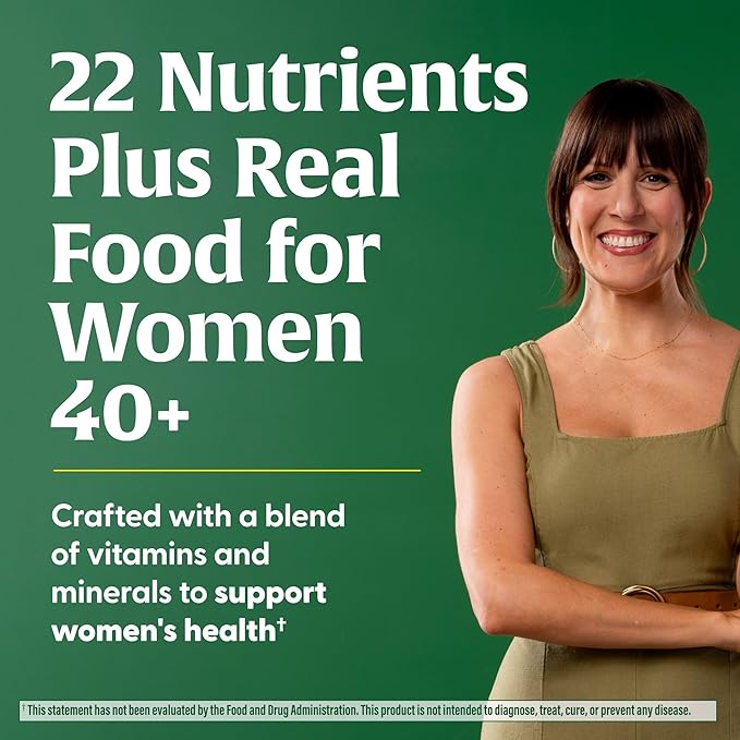 MegaFood Women's 40+ One Daily Multivitamin for Women - with Vitamin B12, B6, C, D, Zinc & Iron – Plus Real Food - Immune Support - Bone Health - Non-GMO - Vegetarian - 60 Tabs
