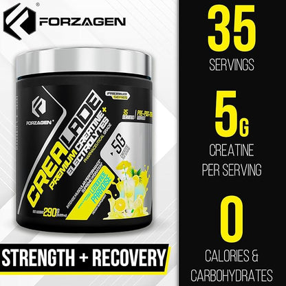 Forzagen CREA-Lade 35 Servings, Premium Creatine Monohydrate with Electrolytes Flavored Lemonade Paradise