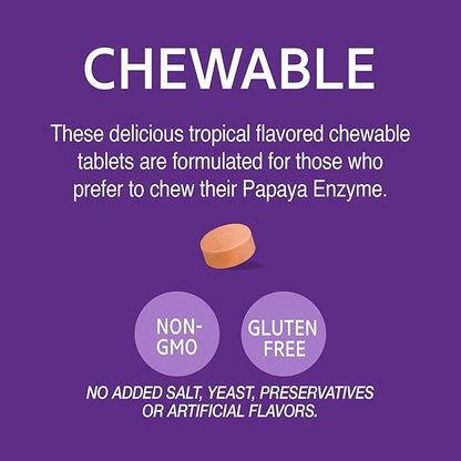 21st Century Papaya Enzyme Chewable Tablets, Tropical, 100 Count (Pack of 2)