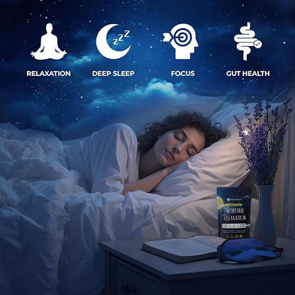 Magnesium Glycinate Powder, Upgraded Formula with Vanilla Coconut Powder, GABA, L-Theanine, Ashwagandha and Chamomile, Natural Berry Flavor - Perfect for Evening Wind-Down & Cozy Nights