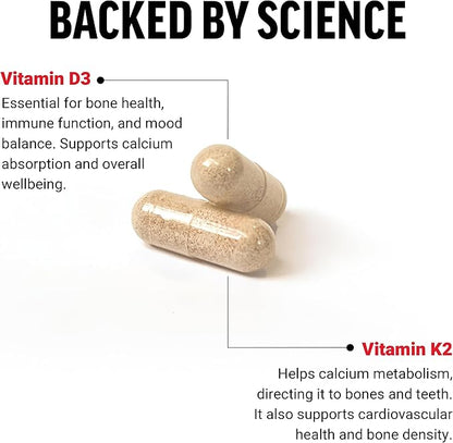 FORCE FACTOR Vitamin D3 K2 to Support Immunity, Heart Health, Bone Support, and More, High-Potency 2-in-1 Formula, Vegan, No Gelatin, Non-GMO, 120 Capsules