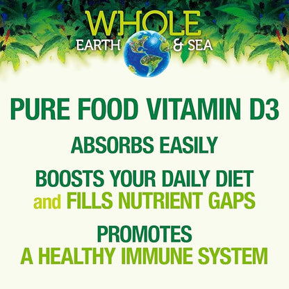 Natural Factors Whole Earth & Sea Vitamin D3 125mcg (5,000 IU), Vegan Bioenhanced, 60 Vegetarian Capsules