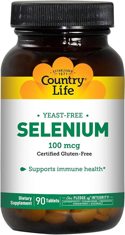 Country Life Selenium 100 mcg, Yeast Free - 90 Tablets