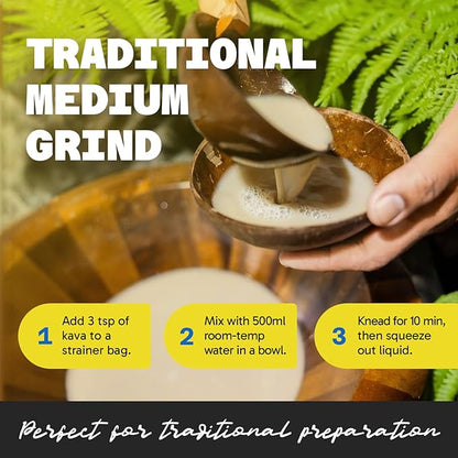 Fiji Vanua Kava-Malo Tonga Kava Drink Powder, Medium Grind Traditional Kava Root Powder, Easy to Prepare Kava Root Powder with Smooth and Creamy Taste, Premium, 8oz