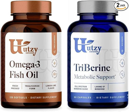 Omega 3 Fish Oil 60 Softgels Lemon-Lime Flavor and TriBerine