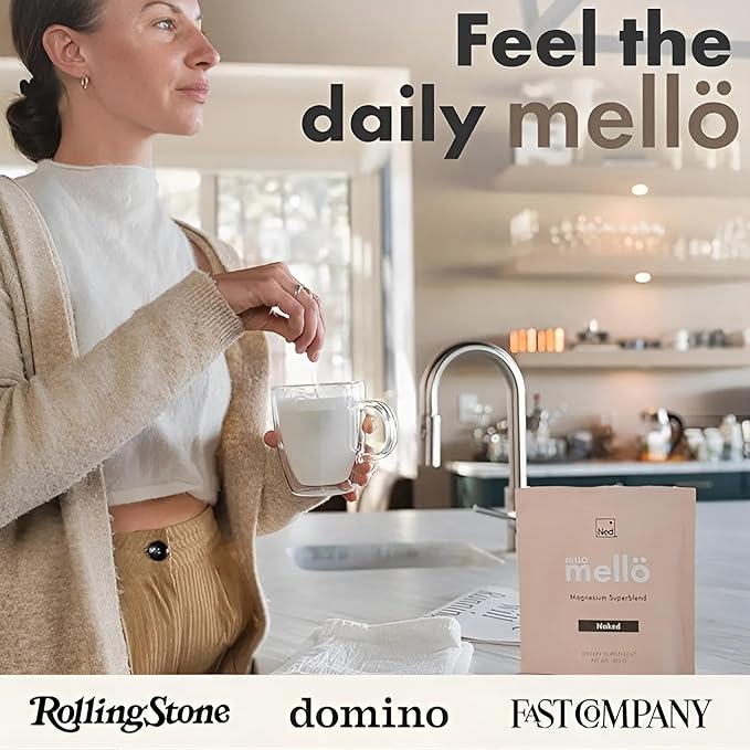 Mellö Magnesium Supplement Superblend Powder - Magnesium Glycinate with L-Theanine, GABA, and 70 Trace Minerals - Supports Sleep, Relaxation, Balanced Energy - Pomegranate Flavor, 30 Servings