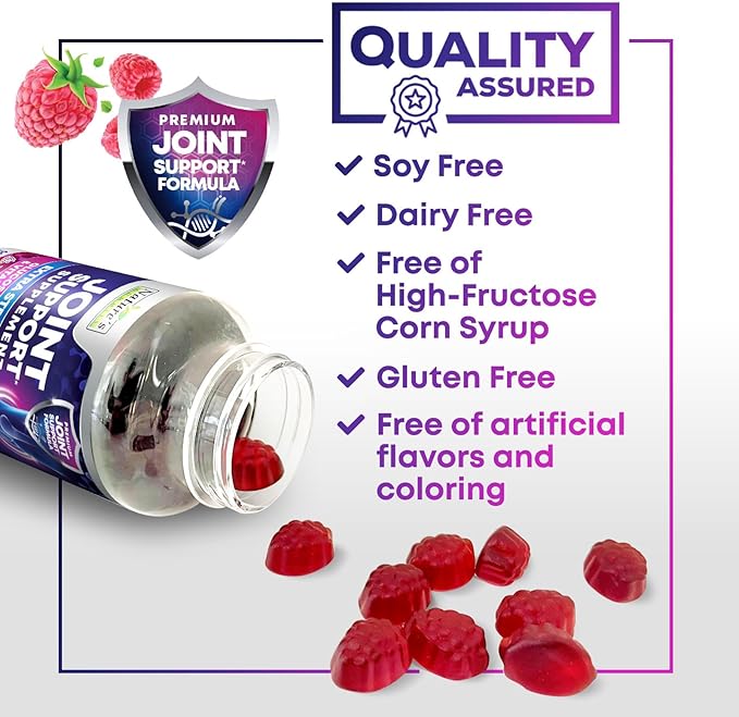 Joint Support Supplement - Extra Strength Glucosamine Gummy Supports Joints Health & Flexibility for Back, Knees, Hands - Natural Vitamin E Immune Support - Best Gummies for Women & Men - 60 Gummies