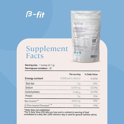 Just Inositol - Myo-inositol & D-Chiro Inositol Supplement 40:1 Formula - 2 Month Supply 60 Servings - No Additives - Inositol Powder