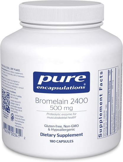 Pure Encapsulations Bromelain 2400 500 mg - for Digestive Support & Musculoskeletal Health - Supports Joints & Muscle Recovery* - Proteolytic Enzymes - Vegan - 180 Capsules