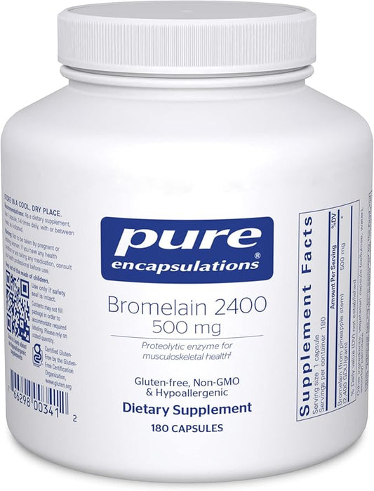 Pure Encapsulations Bromelain 2400 500 mg - for Digestive Support & Musculoskeletal Health - Supports Joints & Muscle Recovery* - Proteolytic Enzymes - Vegan - 180 Capsules