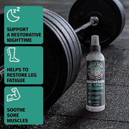 Coach Soak Magnesium Body Spray with MSM, Unscented, Extra Strength Magnesium Chloride, Pure Topical Magnesium Oil Spray for Feet & Body, Made in USA