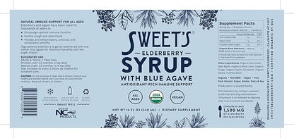 Elderberry Syrup with Blue Agave | Immune Support | USDA Organic Certified | Non-GMO | Vegan | Gluten-Free (16 oz)
