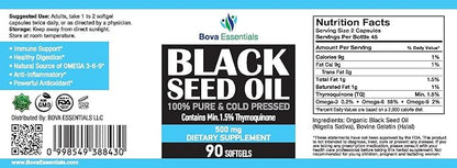 HalalEveryDay Organic Black Seed Oil - USDA Certified Cold Pressed Glass Bottle Over 1.5% Thymoquinone 3X Strength Turkish Black Cumin Nigella Sativa Non-GMO 100% Pure Blackseed Oil (Capsules)