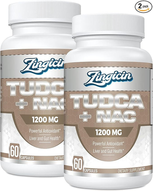 TUDCA with NAC Supplement 1200mg - 120 Capsules,Powerful TUDCA Bile Salt Plus N-Acetyl-Cysteine,Antioxidant Supplements for Liver,Digestion