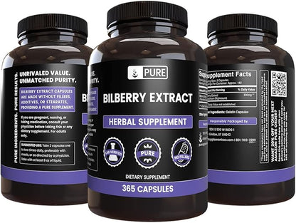 Pure Original Ingredients Bilberry Extract (365 Capsules) No Magnesium Or Rice Fillers, Always Pure, Lab Verified
