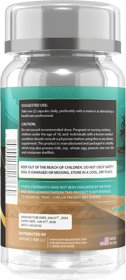 Nature's Vibe Kava 30+, 30% Kavalactones, Kava Capsules, 800 mg, Premium Quality, 60 Veg Capsules