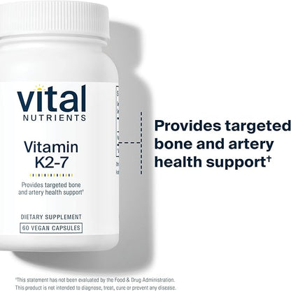 Vital Nutrients Vitamin K2-7 | Promotes Cardiovascular, Heart, Bone Health* | Vitamin K2 + MK7 | Vegan Vitamin K Supplement | Gluten, Dairy, Soy Free | Non-GMO | 60 Capsules