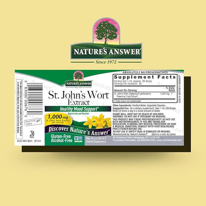 Nature's Answer St. John's Wort Alcohol-Free Liquid Extract (Hypericum Perforatum) | Healthy Mood Support | Non-GMO, Kosher & Gluten-Free 1oz