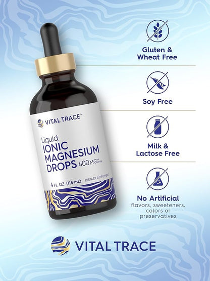 Carlyle Liquid Ionic Magnesium 400 mg | 4 oz | Vegetarian, Non-GMO & Gluten Free Supplement | Vital Trace
