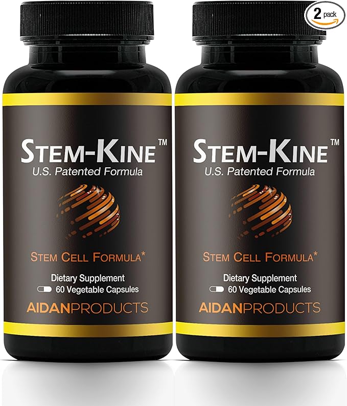 Stem-Kine Stem Cell Supplements, Clinically Proven to Increase Circulating Stem Cells, Pack of 2, Promoting Healing and Anti-Aging, 2 Pack of 60 Capsules Each