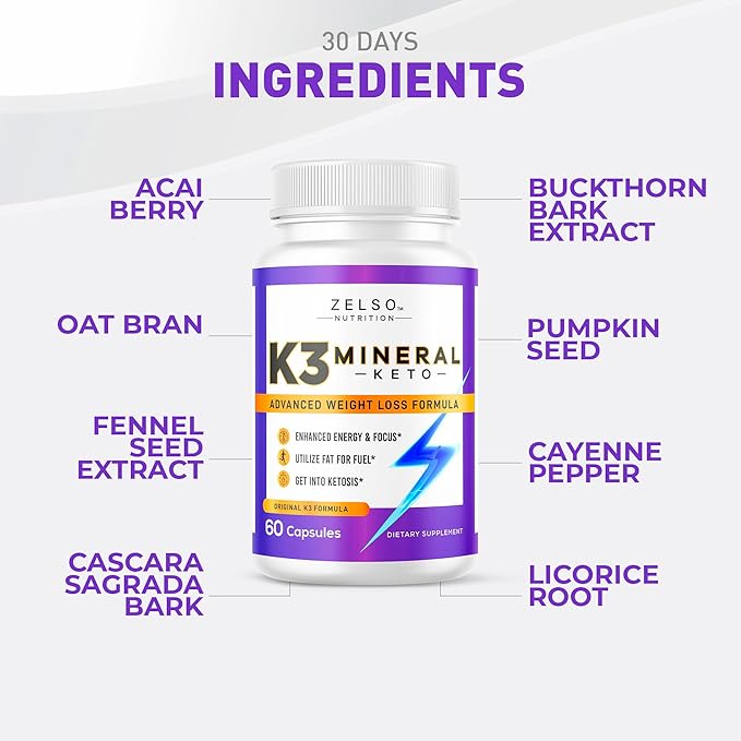 (3 Pack) K3 Mineral Weight Loss Pills for Women and Men, K3 Mineral Pills - K3 Salt Mineral, Vitamin + K3 Capsules Supplement for Keto Weight Loss - 3 Months Supply