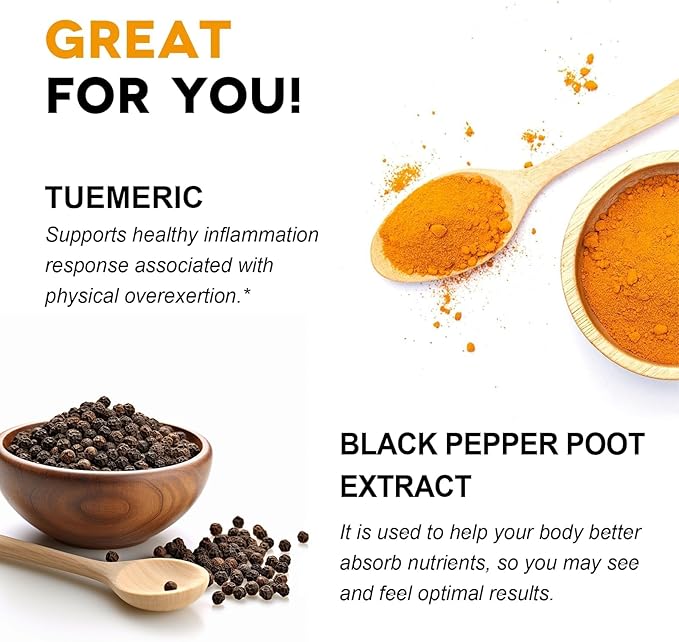 Turmeric Curcumin Supplement 1650mg Organic Turmeric Capsules with 95% Curcuminoids Black Pepper Bioperine, Immune Function, Healthy Joints & Comfort-60 Capsules