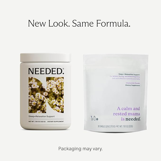 Needed. Sleep and Relaxation Support - Chamomile Powder for Relaxation and Magnesium Powder for Sleep Support, Safe and Effective Nutrients & Botanical Blend for Calm Sleep Supplement - 30-Day Supply